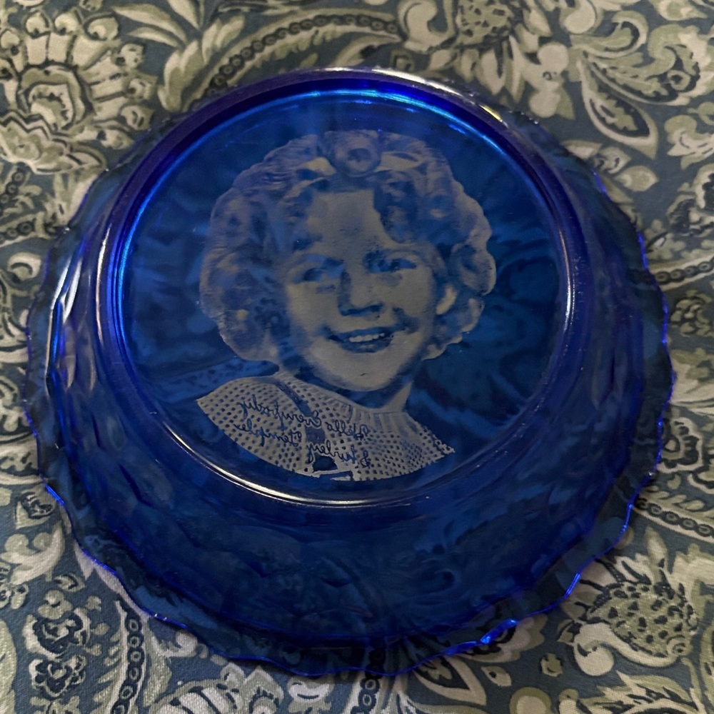 Vintage Shirley Temple Blue Glass Dish